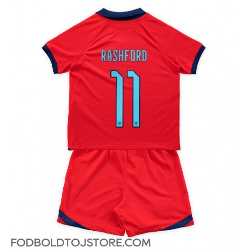 England Marcus Rashford #11 Udebanesæt Børn VM 2022 Kortærmet (+ Korte bukser)